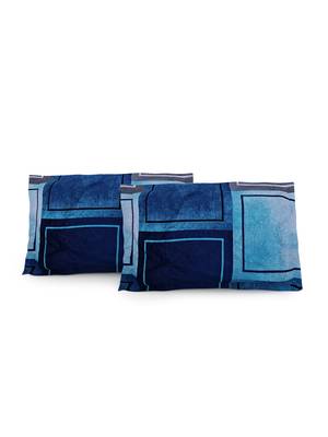 Mercerized Cotton 210 TC Geometric Double Bed Sheet with 2 Pillow Covers  Blue Grey 5