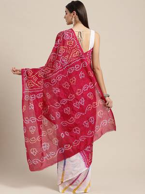 Red printed art silk saree with blouse 2