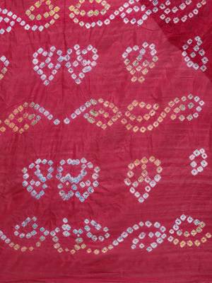 Red printed art silk saree with blouse 4