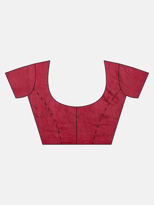Red printed art silk saree with blouse 5