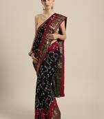 Black printed jacquard saree with blouse