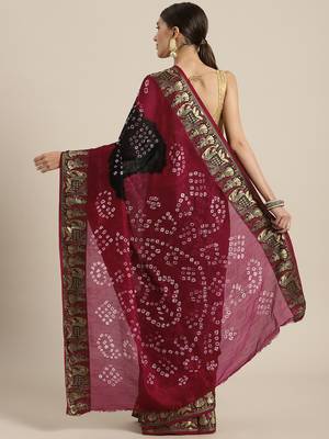 Black printed jacquard saree with blouse 2