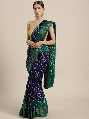 Geroo Jaipur Green printed jacquard saree with blouse 1