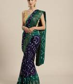 Geroo Jaipur Green printed jacquard saree with blouse