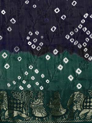 Geroo Jaipur Green printed jacquard saree with blouse 3