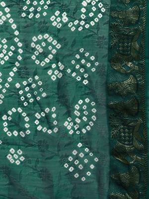 Geroo Jaipur Green printed jacquard saree with blouse 4