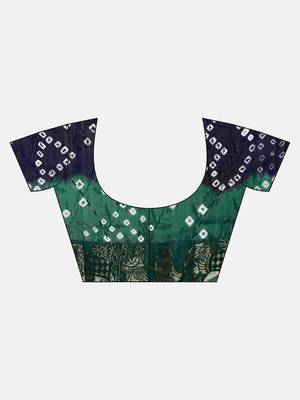 Geroo Jaipur Green printed jacquard saree with blouse 5