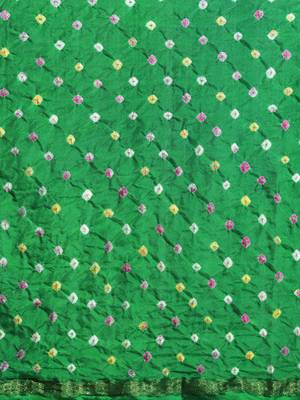 Green printed art silk saree with blouse 3