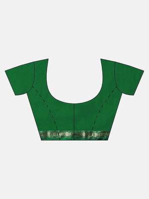 Green printed art silk saree with blouse 5