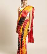 Multicolor printed art silk saree with blouse