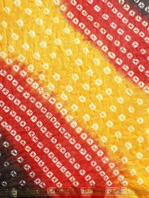 Multicolor printed art silk saree with blouse 3