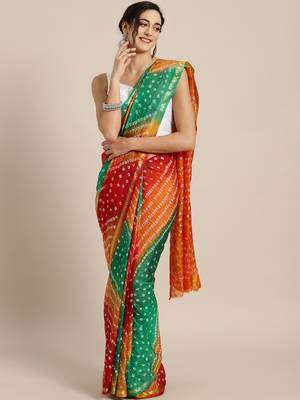 Geroo Jaipur Hand dyed Bandhani  saree with blouse 1