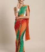 Geroo Jaipur Hand dyed Bandhani  saree with blouse