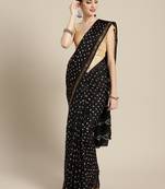 Geroo Jaipur Black printed art silk saree with blouse