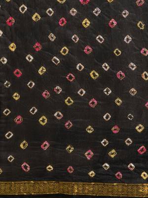   Black printed art silk saree with blouse 3