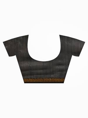   Black printed art silk saree with blouse 5