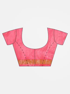 Geroo Jaipur Pink printed art silk saree with blouse 4