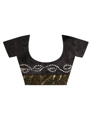 Black printed jacquard saree with blouse 4