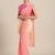Pink embroidered chiffon saree with blouse