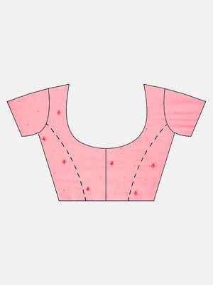 Pink embroidered chiffon saree with blouse 3