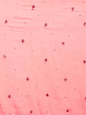 Pink embroidered chiffon saree with blouse 4