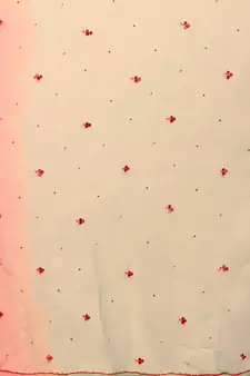 Pink embroidered chiffon saree with blouse