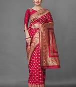 Red Color Goergeous  Banarasi Saree with Blouse Piece for Women
