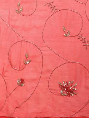 Pink plain chiffon saree with blouse 3