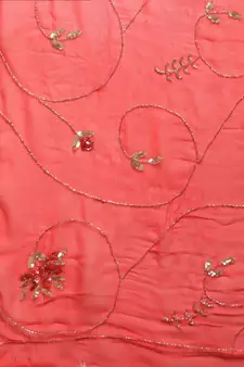 Pink plain chiffon saree with blouse