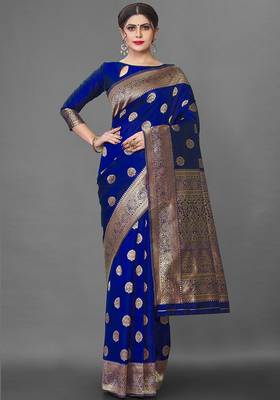Dark Green Color Goergeous  Banarasi Saree with Blouse Piece for Women. 1
