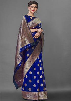 Dark Green Color Goergeous  Banarasi Saree with Blouse Piece for Women. 2