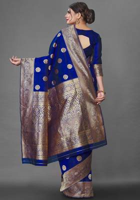 Dark Green Color Goergeous  Banarasi Saree with Blouse Piece for Women. 3