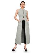 grey In cut sleeveless top - front button