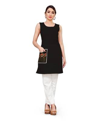 black Embroidered Pocket Kurti 1