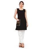 black Embroidered Pocket Kurti