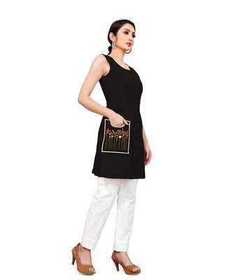 black Embroidered Pocket Kurti 2