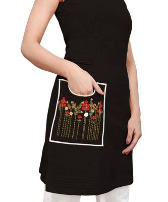 black Embroidered Pocket Kurti 3