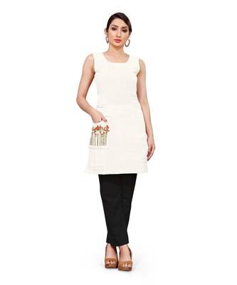 off white Embroidered Pocket Kurti 1