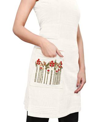 off white Embroidered Pocket Kurti 3