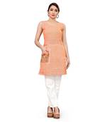 peach Embroidered Pocket Kurti