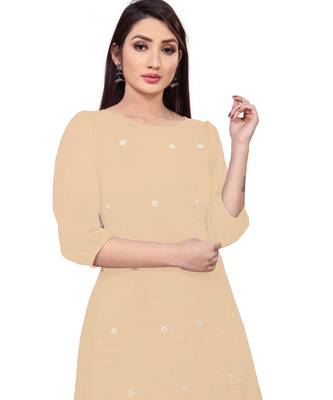 beige Floral Butta cascade kurta with A - Line Palaazo 3