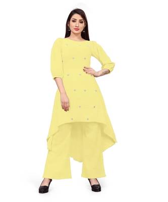 yellow Floral Butta cascade kurta 1