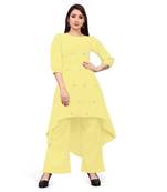 yellow Floral Butta cascade kurta