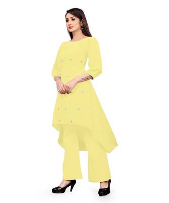 yellow Floral Butta cascade kurta 2