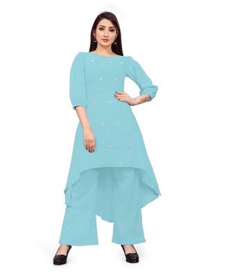 blue Floral Butta cascade kurta 1
