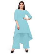 blue Floral Butta cascade kurta