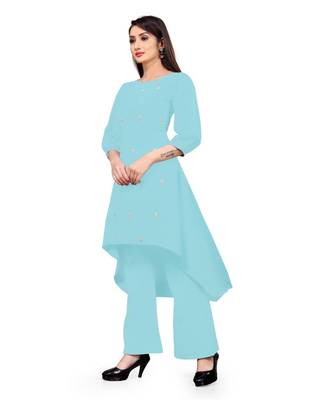 blue Floral Butta cascade kurta 2