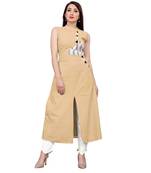 beige Kurta with abstract printed patch