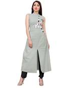 grey Kurta with abstract printed patch