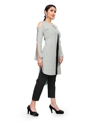 grey Cold Shoulder - centre pleat kurta 2